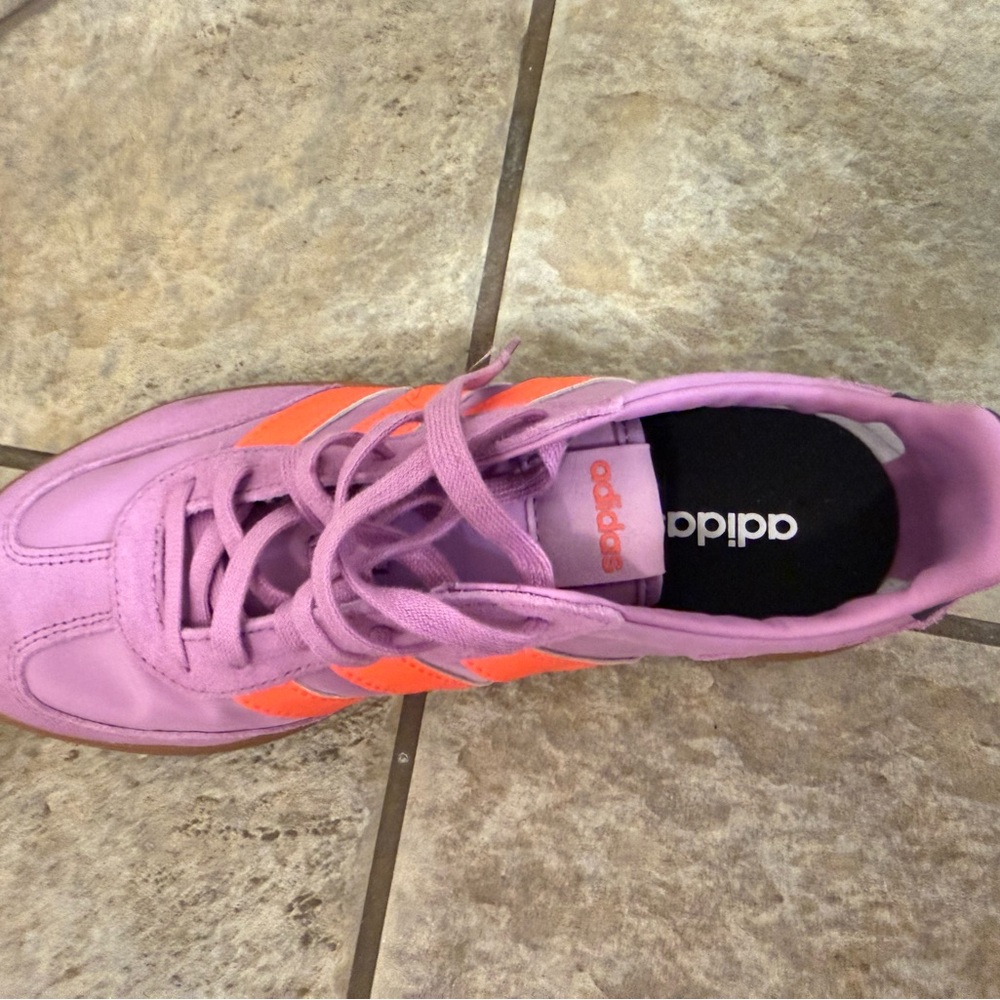 adidas Pink Sneakers with Orange Three-Stripes - Picture 6 of 6